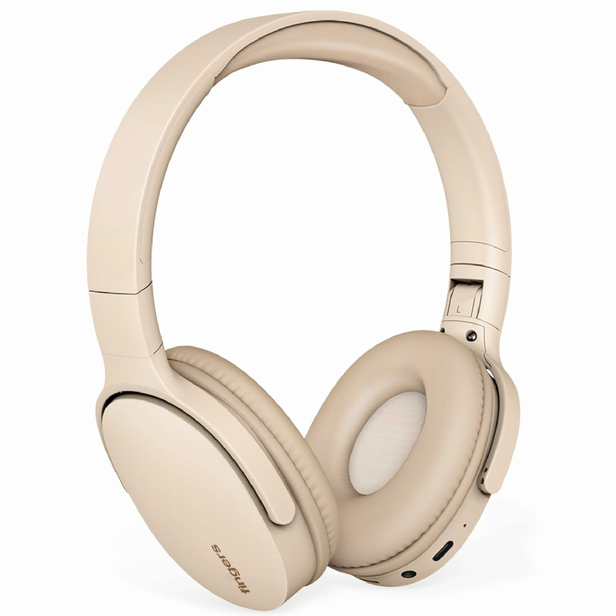FINGERS Rock-n-Roll H6 On-Ear Bluetooth Headphones with Mic 12 Hours Playtime, 40mm Neodymium Drivers, Leatherette Headband, Bluetooth® v5.4 FM Radio MicroSD AUX- Beige - Image 1
