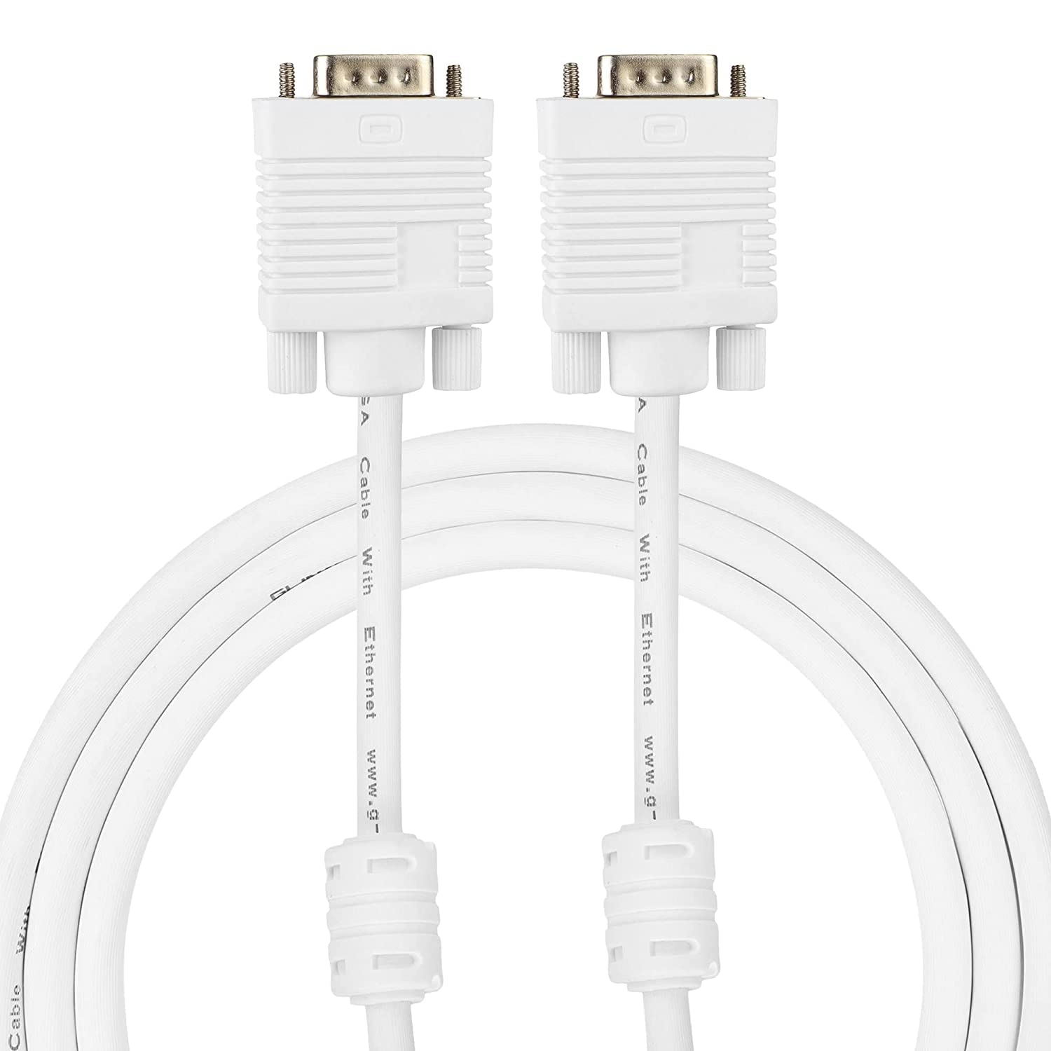 VGA Male to Male 15 Pin Cable 1.5 Meter  VGA Cable for Connecting Laptop PC to Monitor LCD LED TV And DVR White - Image 1