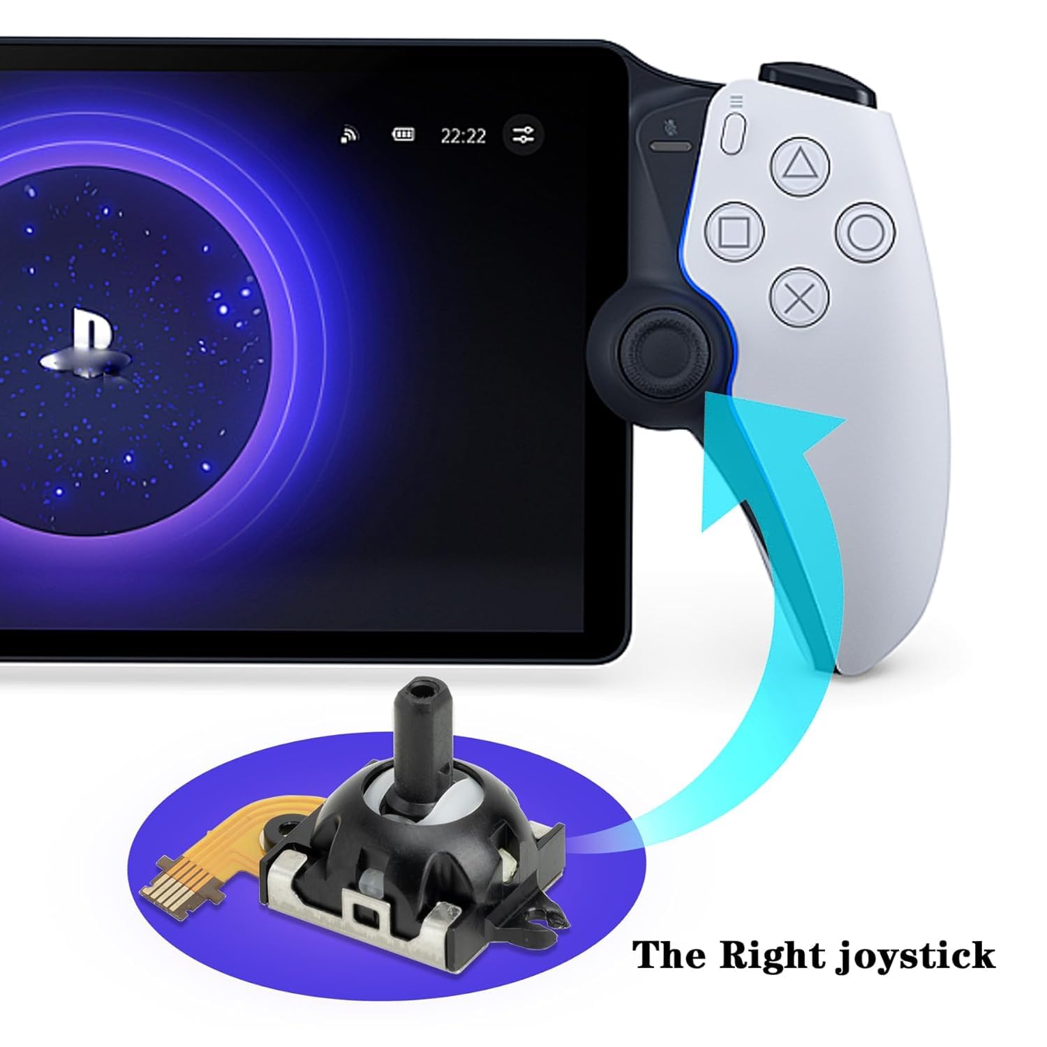Right Joystick Replacement Kit for PS Portal Console/PS5 VR2 Controller, Analog Thumb Stick Repair -Joystick for PS5 Portal/PSVR2 - Image 2