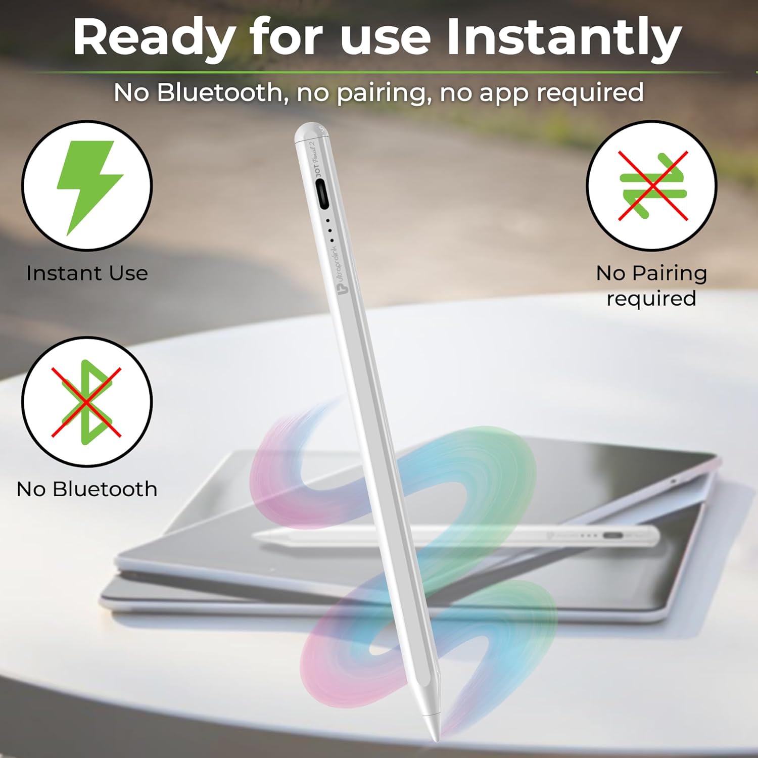 UltraProlink JOT Pencil 2, Stylus Pen for iPad, Android Tablets And Mobiles, Magnetic, 10Hr Use, Fast Charging, 12-Month Warranty, for iOS And Android - Image 2
