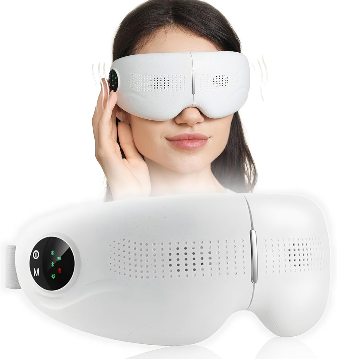 Eye Massager with Heat Stress Relief Relaxation, Improves Sleep, Reduce Eye Strain Dark Circles, Puffy Dry Eyes, Air Compression Massage with 5 Modes - Image 1