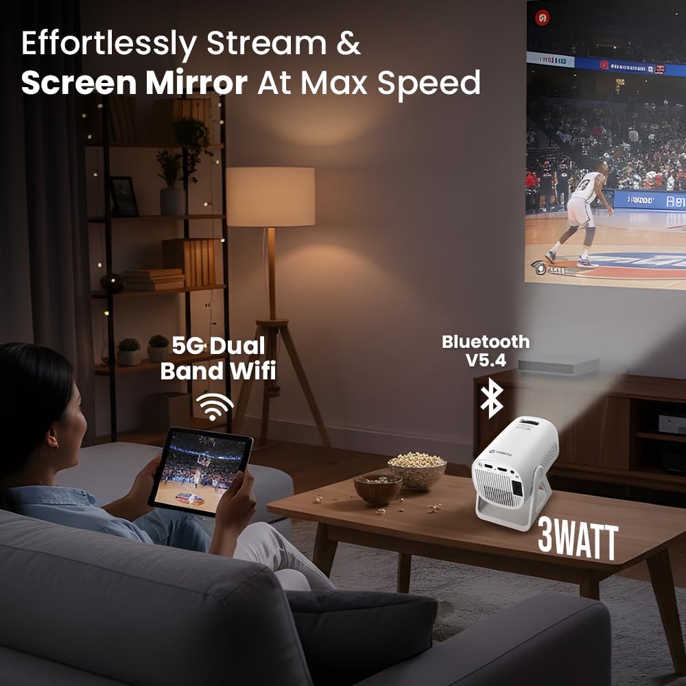 Toreto Prismo Full HD 1080P Smart Projector with WiFi Miracast (Android 12), 150 ANSI Lumens. - Image 5