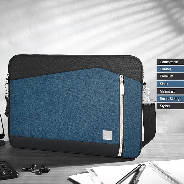 FINGERS BlueLagoon-S1 Premium Laptop Bag with detachable shoulder sling (Sleek Dual-Compartment for Work And Play, Built-in padded sleeve, fits 15.6” Laptops And Tablets, Splash-proof And scratch-resistant) - Image 4