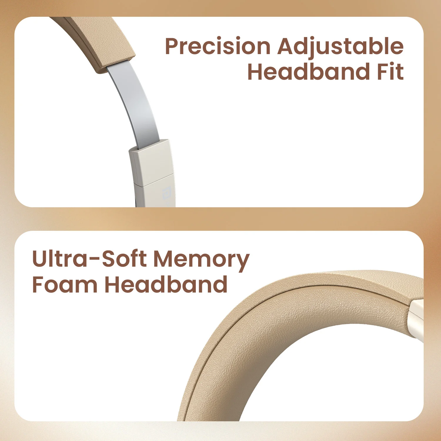Portronics POR 3419 Muffs A3 ENC Upto 50 Hours Playtime | Bluetooth Version 6.0 | Adjustable Headband | Type C Fast Charging Beige - Image 8