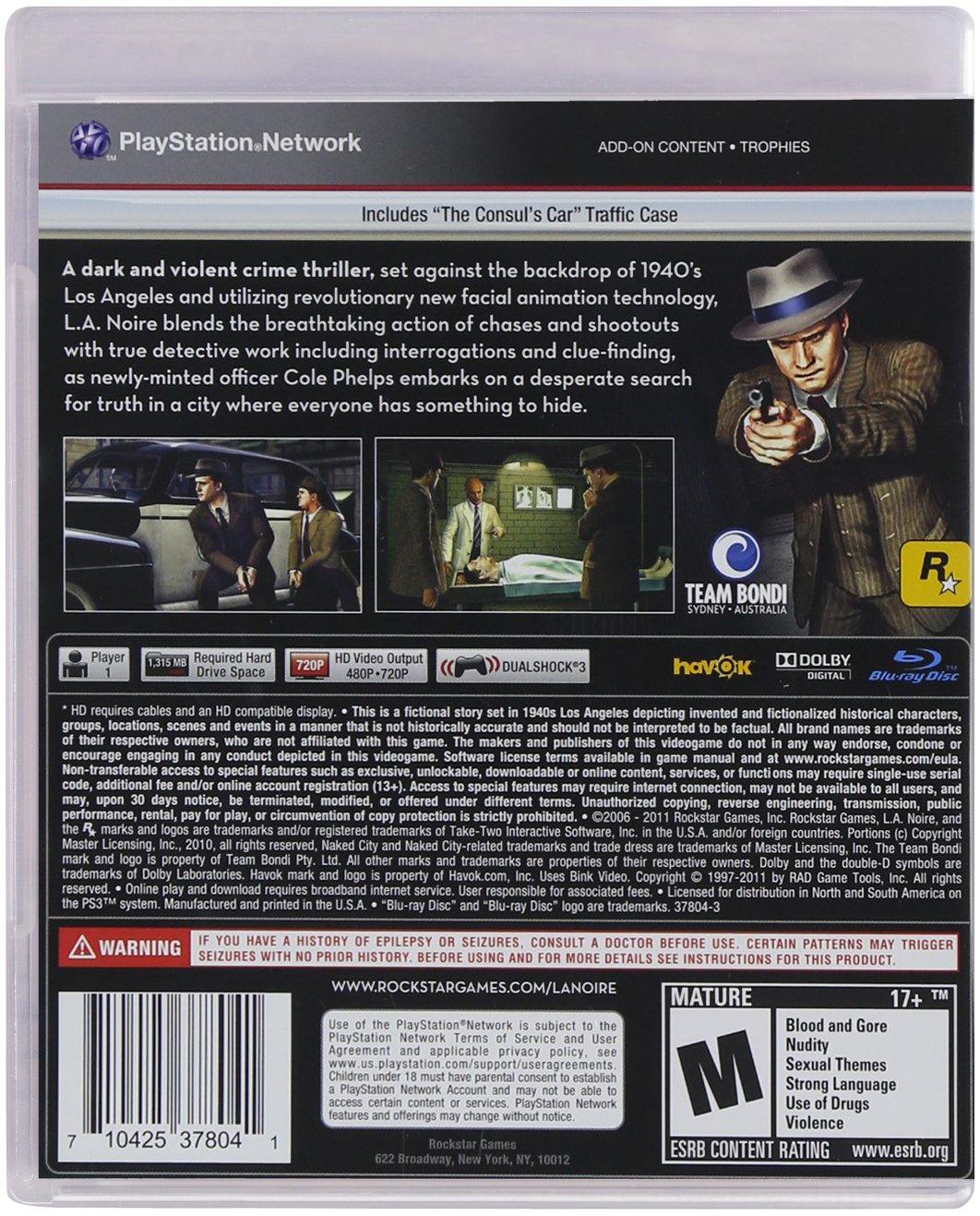 L A Noire For Playstation 3 PS3 ( Preowned ) - Image 2