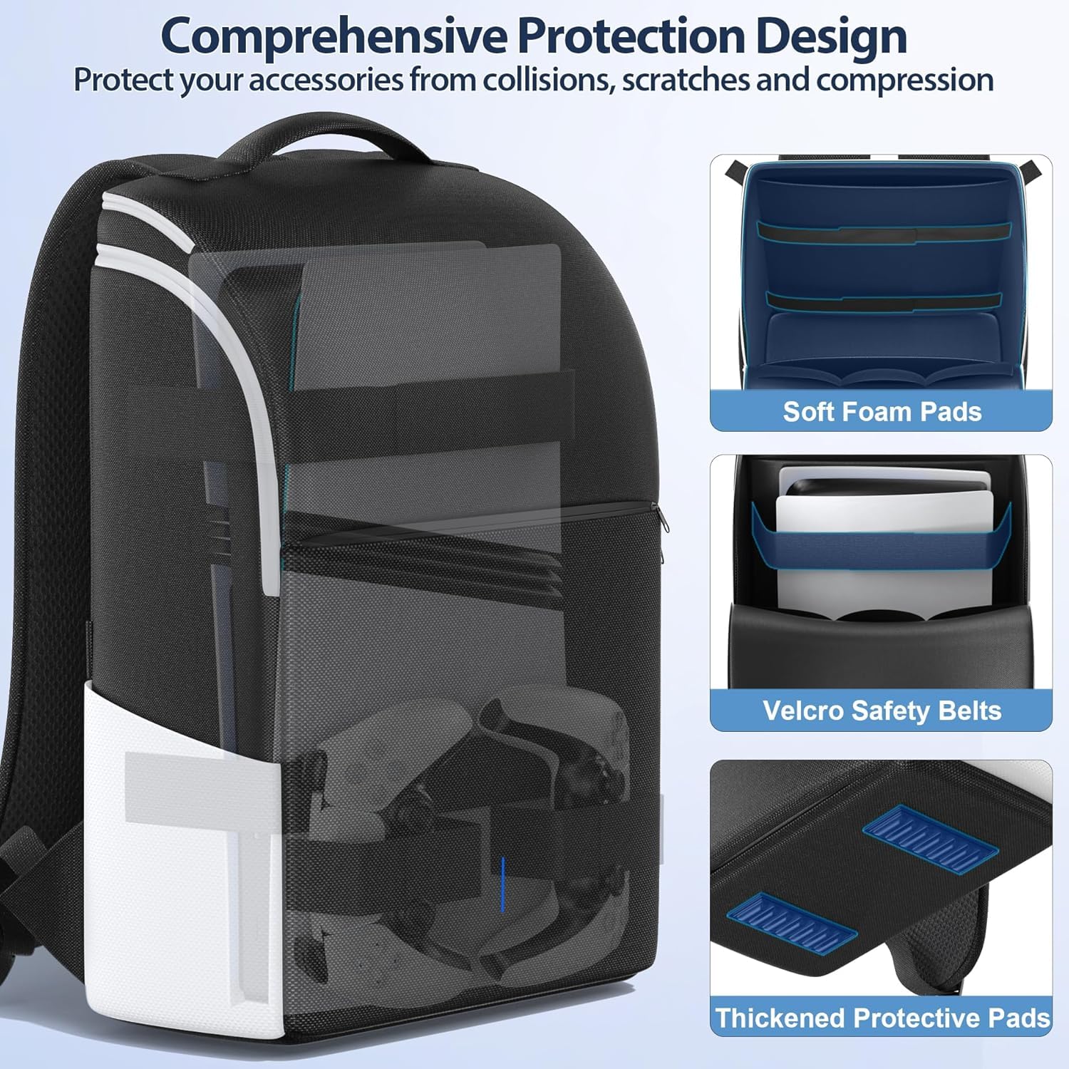 Backpack for PS5/ Slim/Pro Console, Full Protection Carrying Case Travel Bag - Image 5