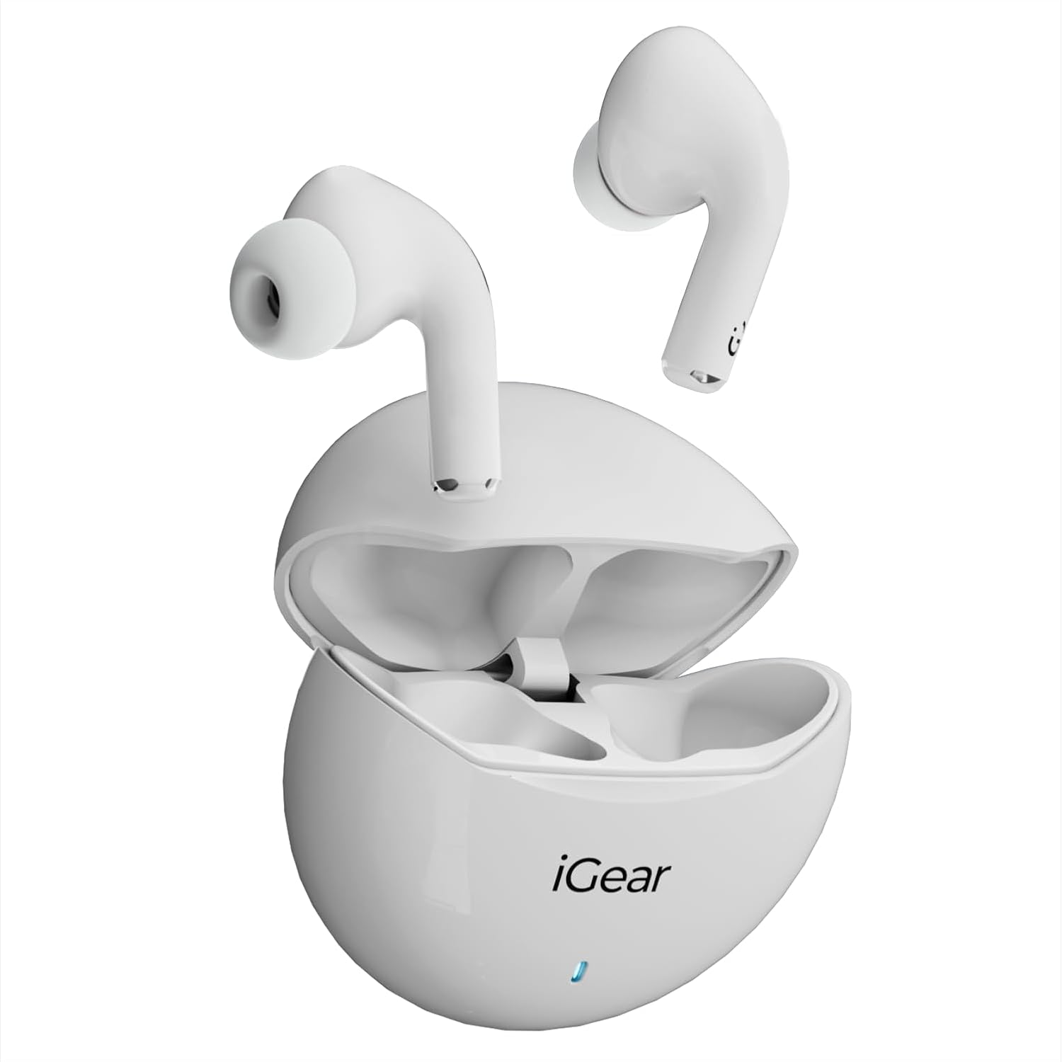iGear Gemz Wireless Earbuds, 15 Hrs+ Playtime, HiFi Bass, Low Latency, Touch Controls, Voice Assistance, Compact & Ergonomic, for Gaming White - Image 1