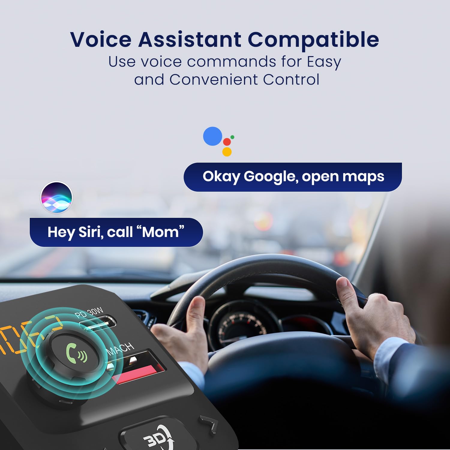 Portronics POR 2434 Auto 10 Plus Car Bluetooth Receiver with Hands-Free Calling & Music, 3D Surround Sound, 30W Type-C PD, 18W USB Fast Charging Black - Image 6