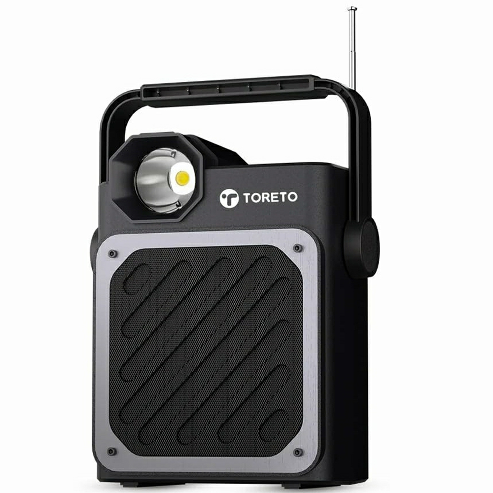 Toreto Solar Beatz 20W High Bass BT Speaker, Up to 8 hrs of Playtime, BTv5.0, Solar Charging Multi Functional with AUX/USB/TF Card/FM with Flash Light And 2000 mAh Battery Power Bank Black - Image 1