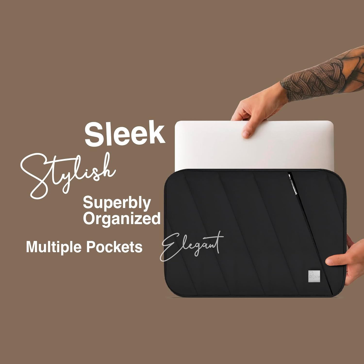 FINGERS Eleganto-OG2 Laptop Sleeve-Cum-Organiser Sleek And Smart Portfolio Organizer with Multiple Compartments, Ideal for Professionals And Daily Essentials, Fits up to 15" Laptops And Tablets - Image 4