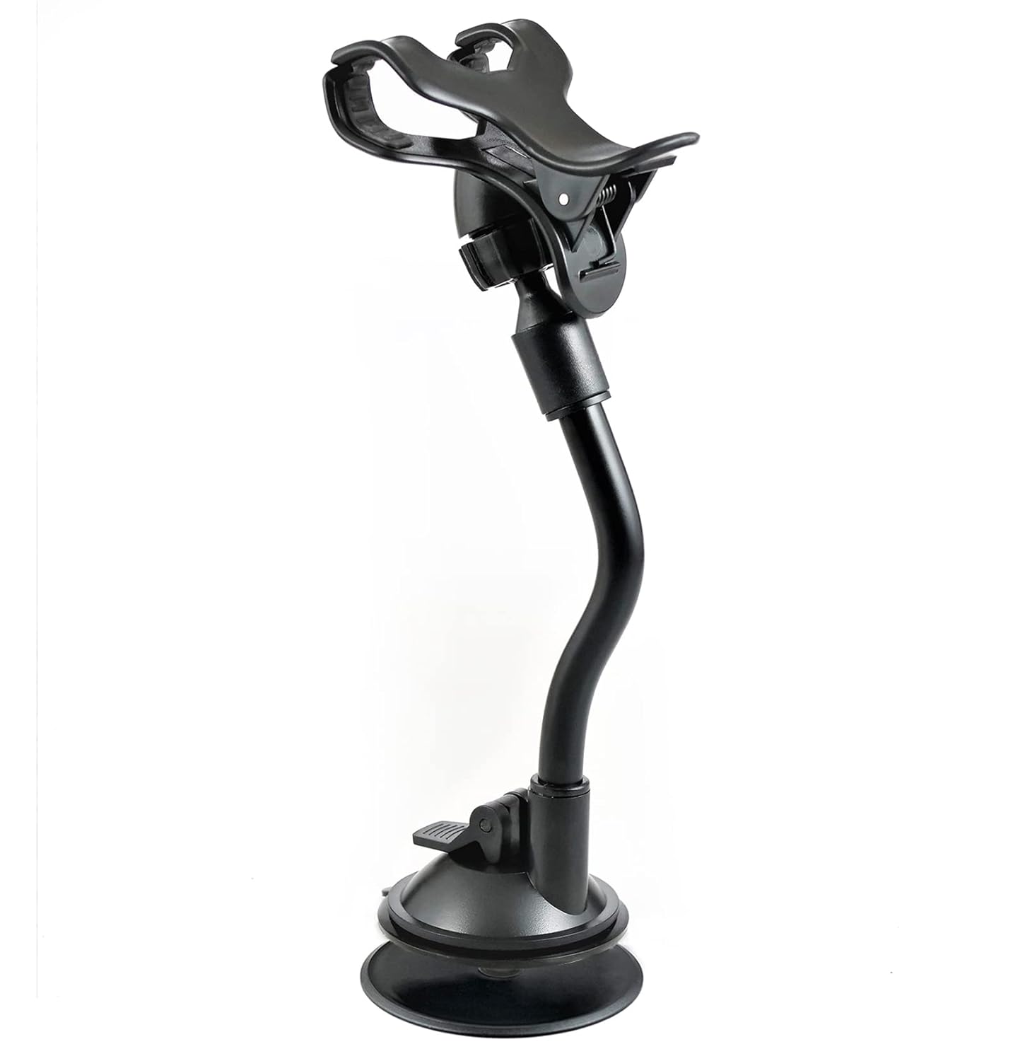 Car Phone Holder for Dash & Windshield Universal Flexible Gooseneck 8" Long Arm with Double Clip & Strong Suction Cup Phone Holder Mount for All Cellphones & Most of GPS - Image 1