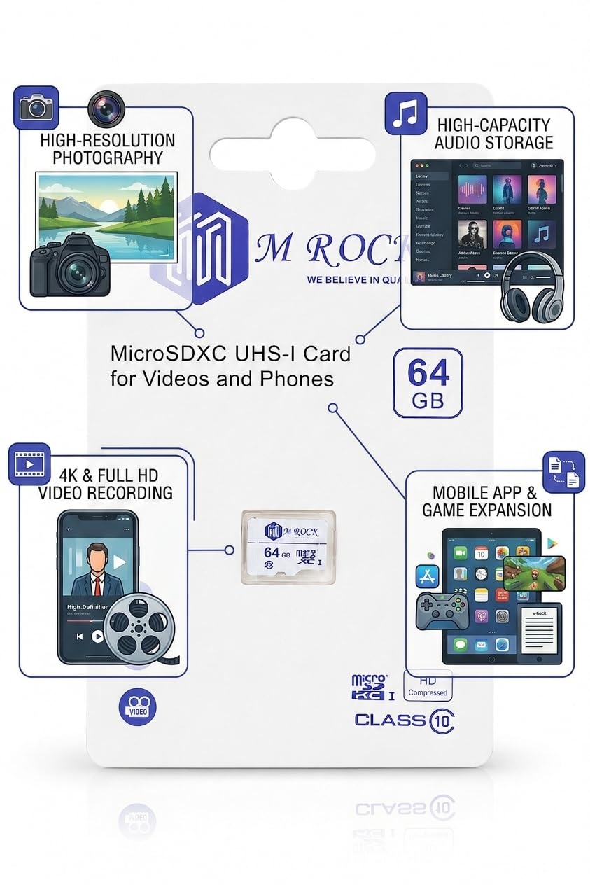 M Rock TF-64GB UHS-1 64 GB MicroSDXC Card Class 10 100 MB/s  Memory Card Compatible with Camera, Mobile, Gaming Console, Tablet - Image 3