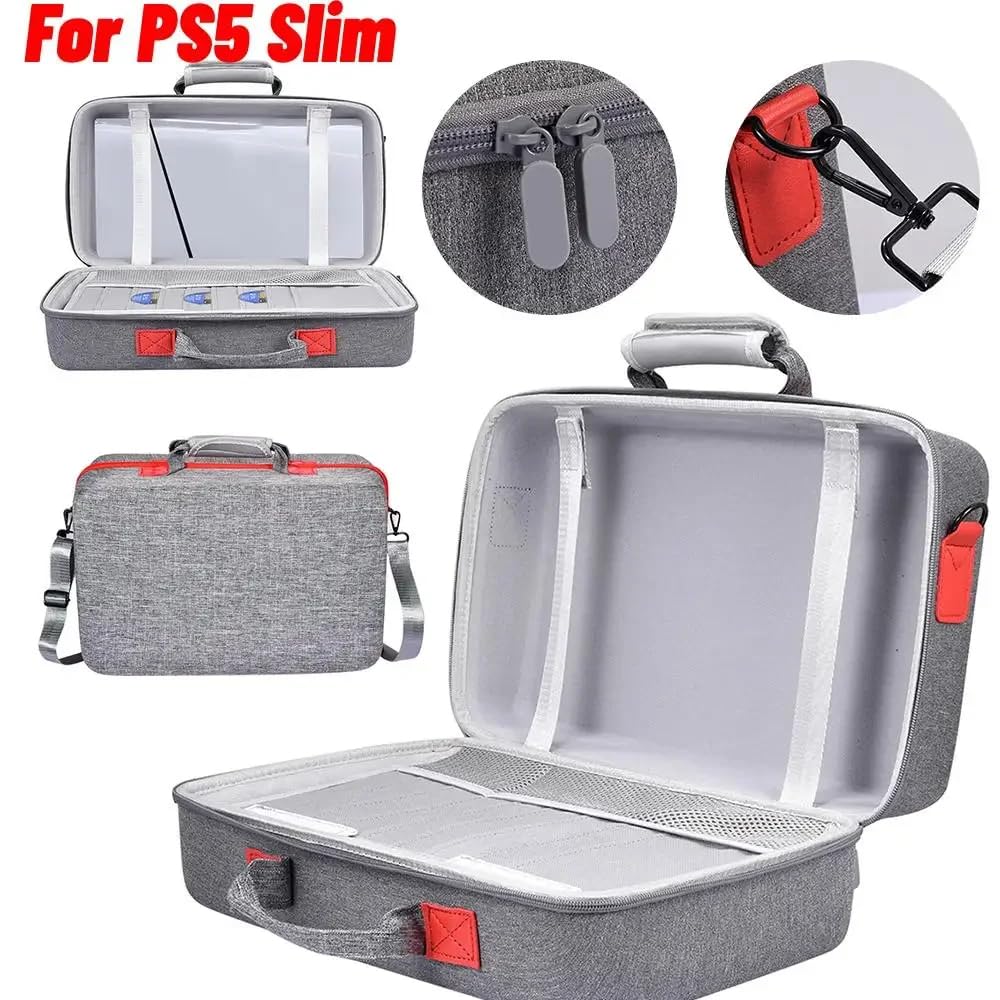 PS5 Slim Carrying Travel case Console Gamepad Controller Headphone Travel Bag, Playstation 5 Slim Accessories Grey - Image 6