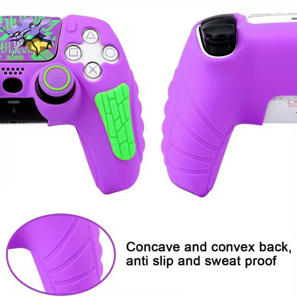 PS5 Controller Silicon Cover 2 Thumb Grip Purple & Green - Image 2