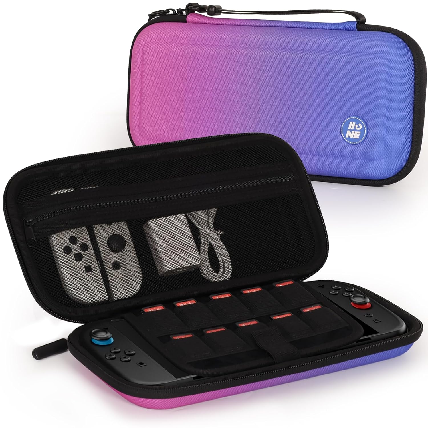 IINE Carry Case for Switch 2 Console, Protective Hard Shell Travel Storage Pouch with Mesh Bag, Durable Protective Bag Switch 2 Accessories EVA Case, Gradient Purple L1068 - Image 1