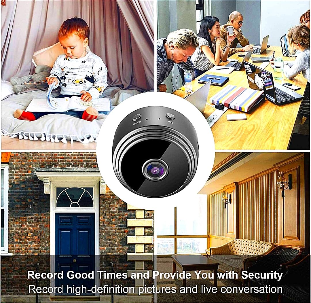 Mini WiFi Spy Camera Hidden for Home Outdoor High HD Focus Spy Magnet Mini Live Stream Night Vision IP Wireless 1080P Audio Video Hidden Indoor BLACK - Image 3