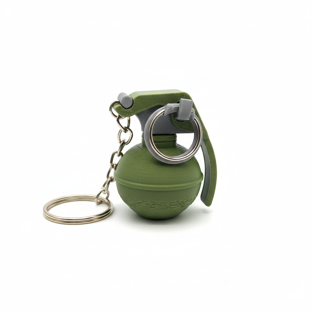 3D Printed Military Grenade Keychain - Image 2