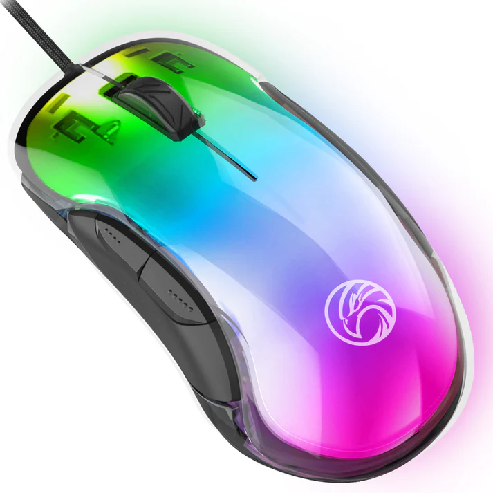 iGear Hawk Wired Gaming Mouse, 8 Customisable Buttons, Dynamic 6 RGB Light, 4 Custom Profile, 12800 DPI Tracking, Lightweight Black RGB Gaming Mouse - Image 1