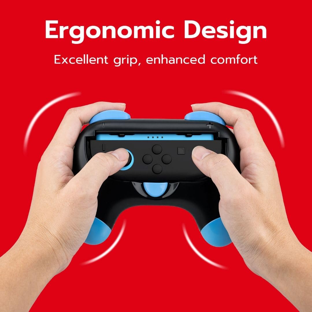 Dobe Nintendo Switch 2 JoyCon controller handle grip Left and right small handle grip Ergonomic JoyCon Controller Grips - Black Red+Black Blue - Image 7