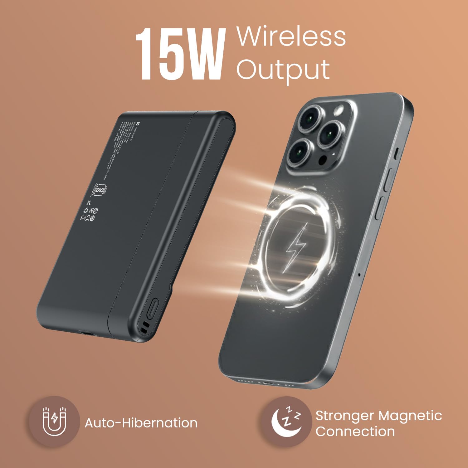 Portronics POR 2807 PowerShutter Air 10K 10000mAh 15W Wireless Magnetic Fast Charging Powerbank, In Built Cable, 22.5W Type C PD Output, Light Weight - Image 8