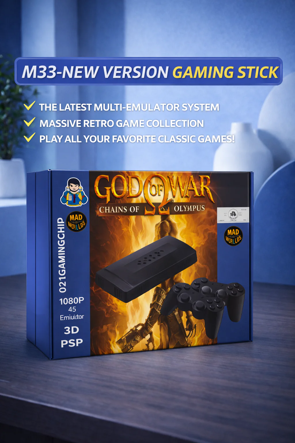 New M33 Video Game For Tv Gaming, 25,000+ Games, 45+ Emulators,Bulit-In Games Plays Psp, Ps,Gta, God Of War, 4K Hdmi Output Game Stick - Image 1