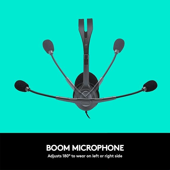 Logitech H110 Wired Headphones On Ear Headphones With Mic (Black) - Image 4