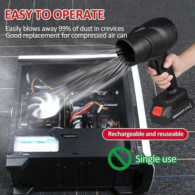 Electric Handheld Air Blower, 48V Cordless Turbo Blower for Home, Car And Outdoor, High-Speed Air Blower with Rechargeable Battery And Fast Charger - Image 5