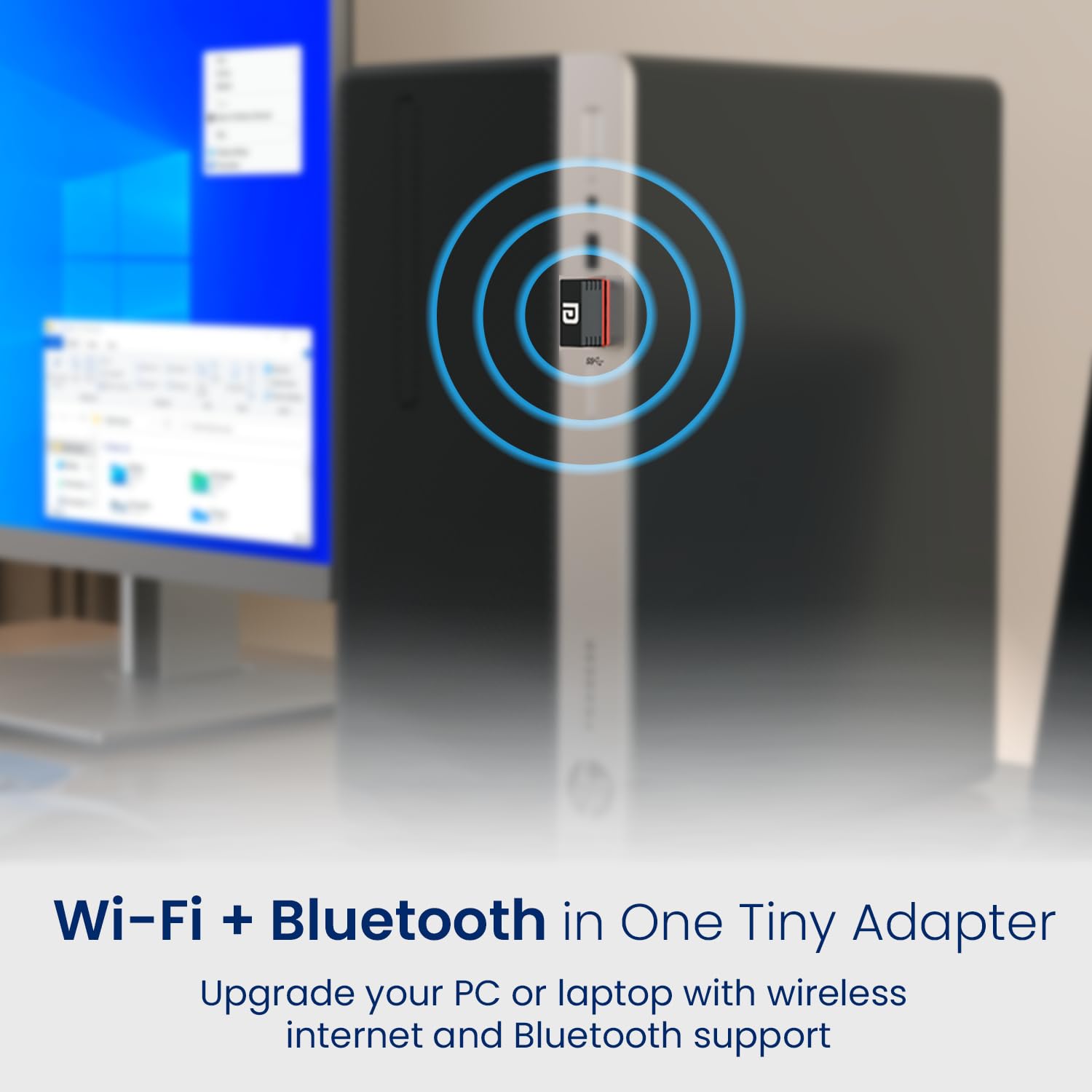 Portronics POR 3067 BlueFi Nano USB Wi-Fi , Bluetooth Adapter, Dual-Band 2.4GHz (200 Mbps)/5GHz (450 Mbps) up to 650Mbps - Image 2
