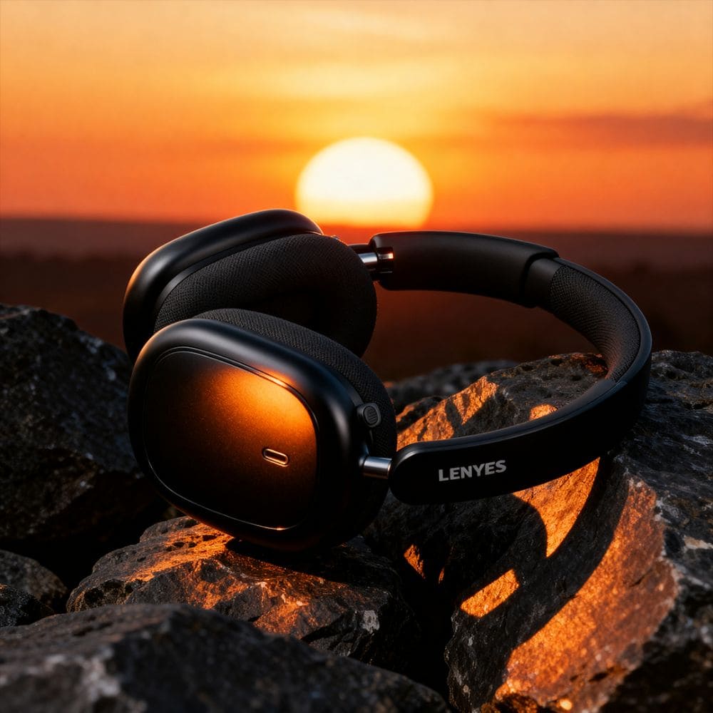 Lenyes LH62 ANC Noise Cancelling Headphones, Bluetooth 6.0, 40mm Drivers, 32Hr Battery, 180Hr Standby, Foldable, Game and Music Mode, Audio App Black - Image 2