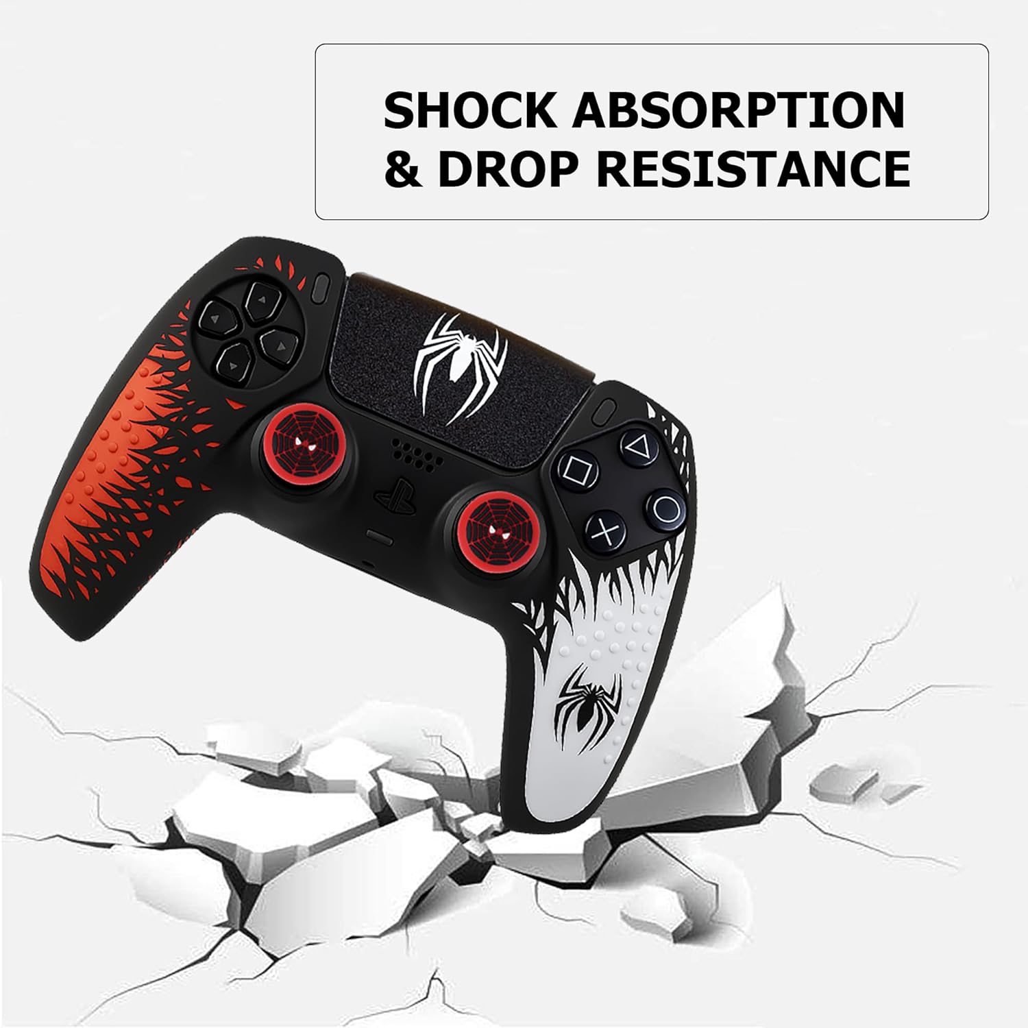 Deadskull PS5 Controller Silicone Case Spiderman Red theme 2 Thumb Caps, Touch Pad Skin - Image 5