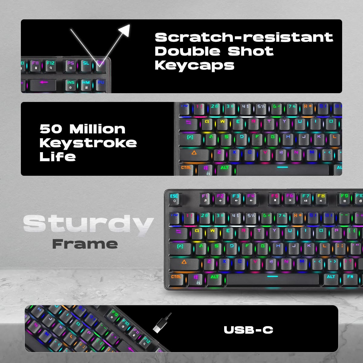 Cosmic Byte CB-GK-16 Firefly Per-Key RGB TKL Mechanical Keyboard Swappable Outemu Blue Switch,Black - Image 9
