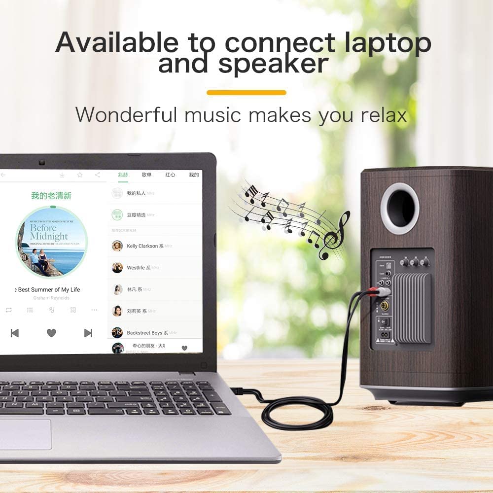 3.5mm Jack Stereo Audio to 2 RCA Cable - AV Video TV-Out Speaker Amplifier Connect TRS 3-Pole Plug to Dual RCA - 3 Meter - Image 3