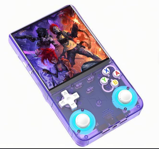 R36 Ultra Retro Handheld Game Console, with 64G Built-in 20000+ Games, 3000mAh Rechargeable, Support 20+ Simulators, Linux System, 4.0 Inch IPS Screen Portable Pocket Arcade with RGB Light Blue - Image 1