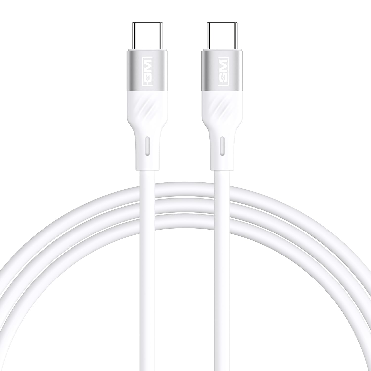 GM G+ 100W Silicon Line Body 150cm Cable , Flexible Silicone Line Body, PD 3.1 Type-C Cable, 480Mbps Data Transfer, Durable Aluminium Connectors White - Image 1