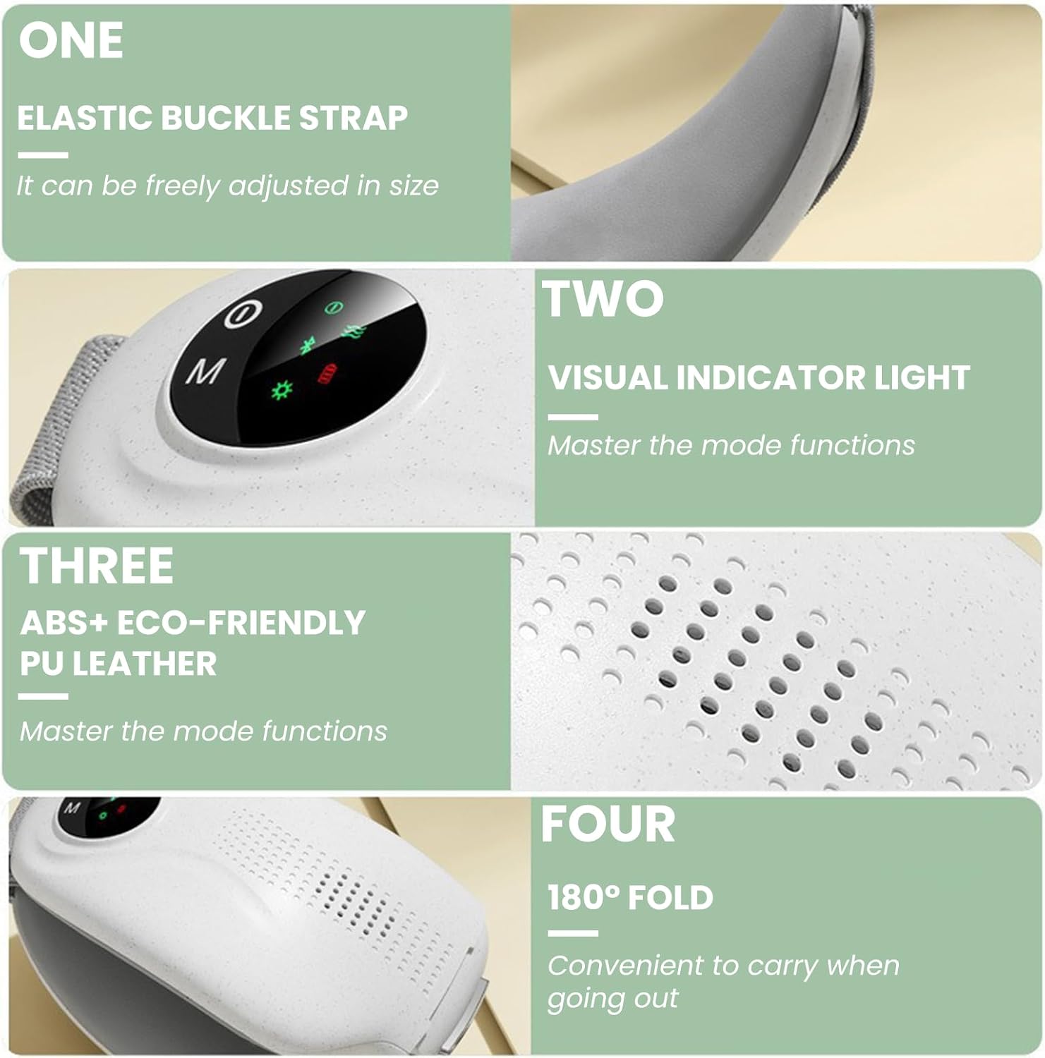 Eye Massager with Heat Stress Relief Relaxation, Improves Sleep, Reduce Eye Strain Dark Circles, Puffy Dry Eyes, Air Compression Massage with 5 Modes - Image 5