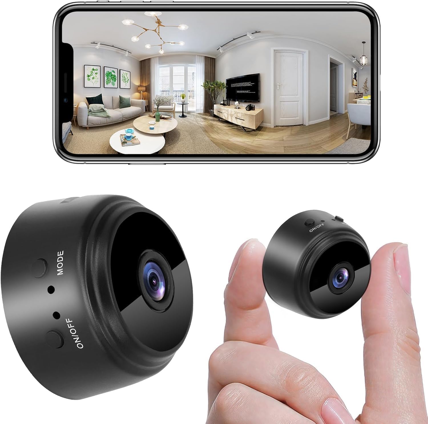Mini WiFi Spy Camera Hidden for Home Outdoor High HD Focus Spy Magnet Mini Live Stream Night Vision IP Wireless 1080P Audio Video Hidden Indoor BLACK - Image 1