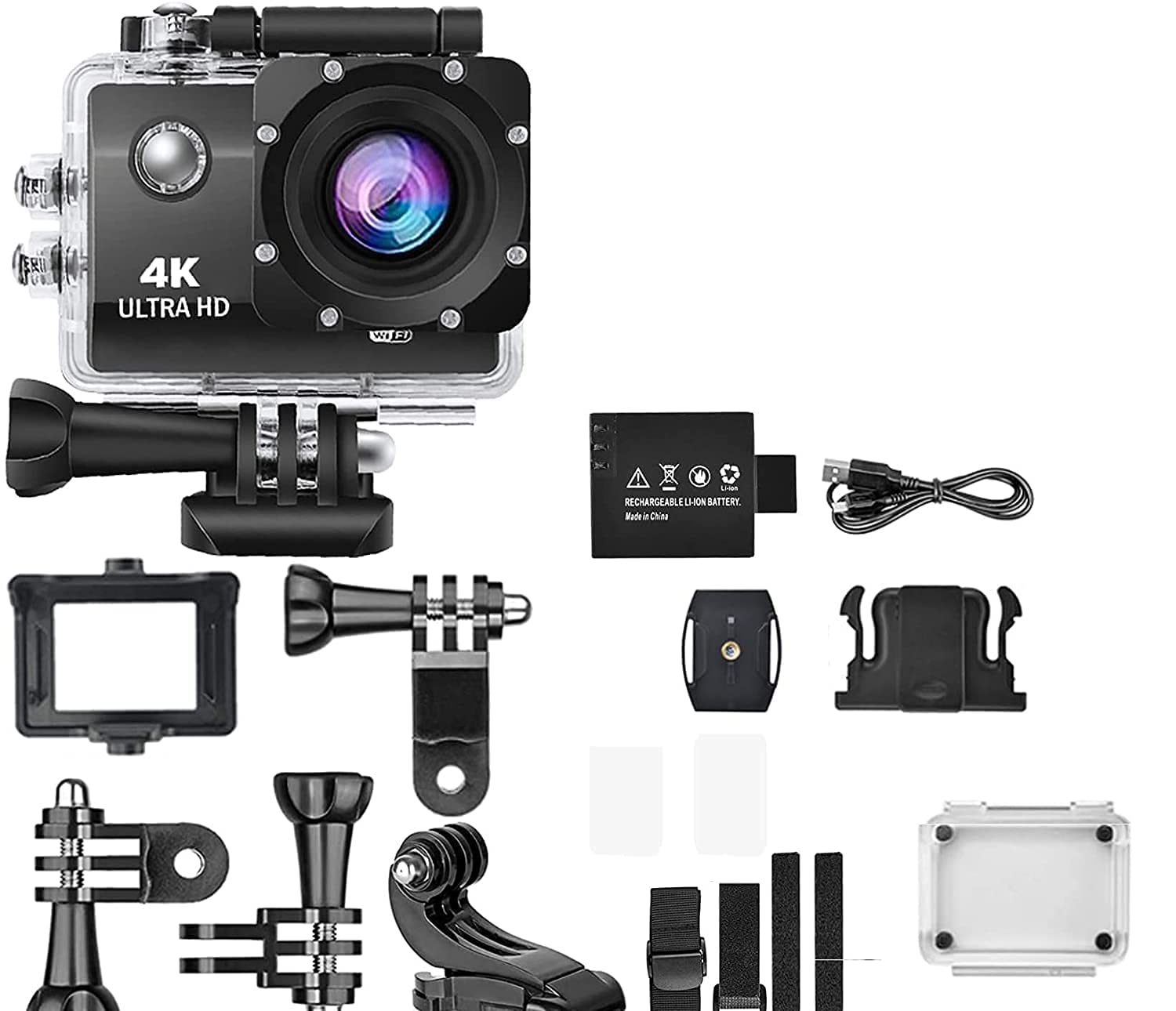 4K 30FPS Action Camera Ultra HD Underwater Camera 170 Degree Wide Angle 98Ft Waterproof Camera (Light Action) Digital Black - Image 3