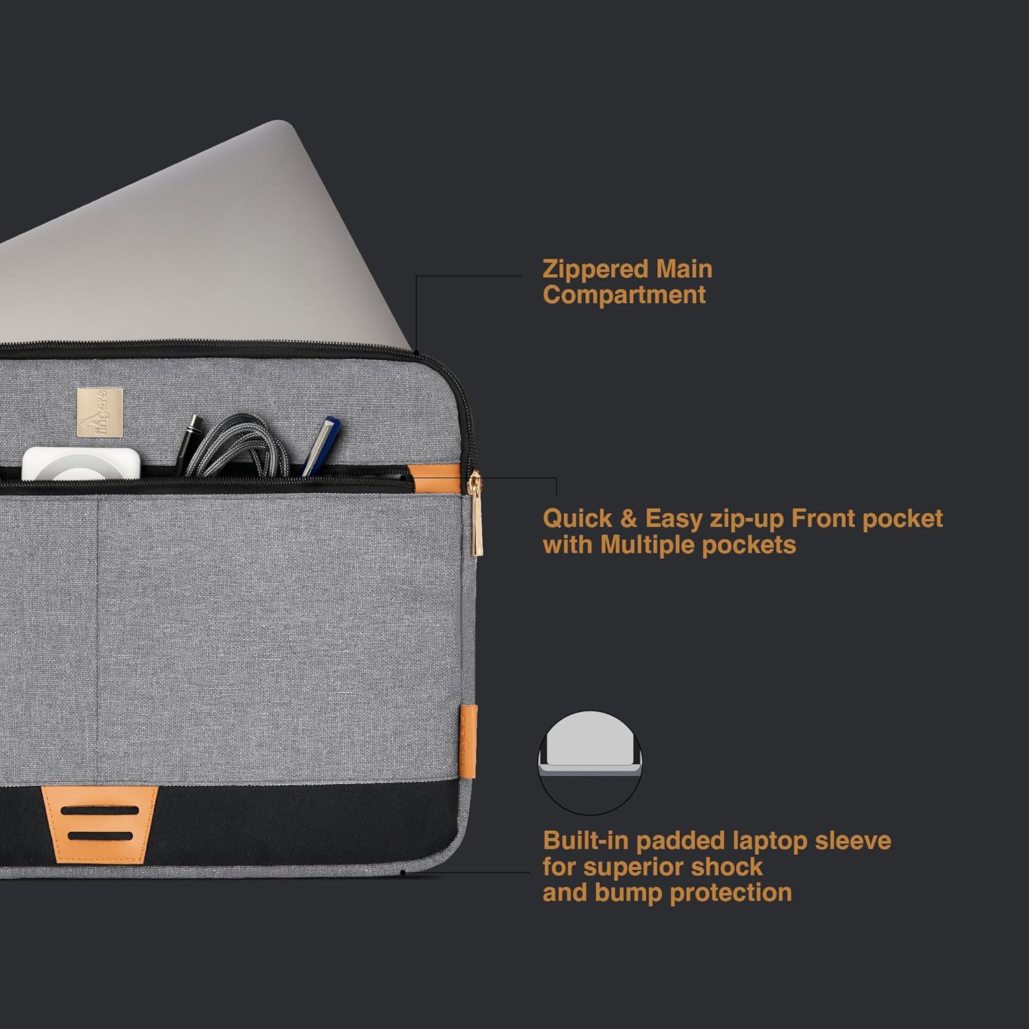 FINGERS PrestigePro-S3 Premium Laptop Bag with detachable shoulder sling Sleek Design, Superior Protection, Built-in padded sleeve, Fits 17" Laptops And Tablets, Splash-proof And scratch-resistant - Image 7
