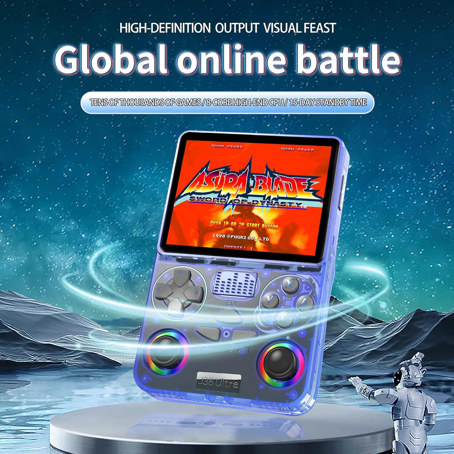 J36 Ultra Retro Handheld Game Console WIFI 3.5" IPS Screen,20000+ Classic Games,64G TF Card, 3000mAh Battery,Portable Gaming Player for Travel,Gift for Teen or Partner Black - Image 7