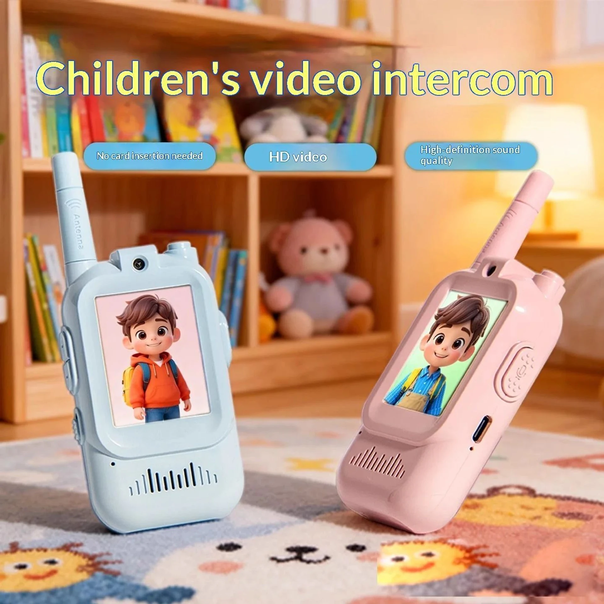 Video Walkie Talkie for Kids, Rechargeable, 2 PCS Pack, 2-Inch Screen, 2-Way Real-Time Video Call 1000FT Range, Indoor Outdoor HD Camera Multicolor - Image 3