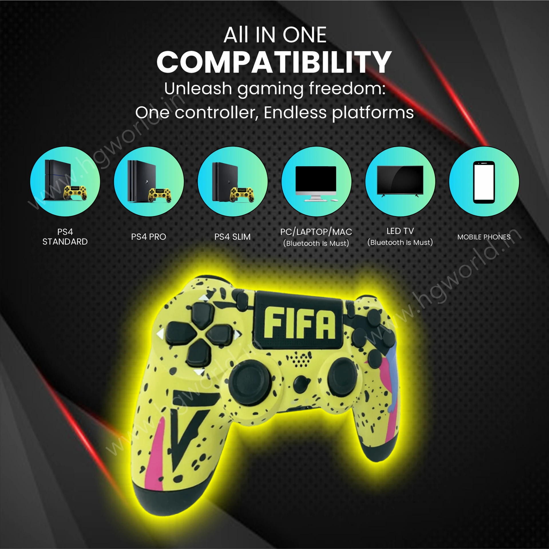 Dualshock 4 Wireless Bluetooth Controller for Sony PlayStation PS4- FIFA Volt Edition Neon Yellow Street Art - Image 6