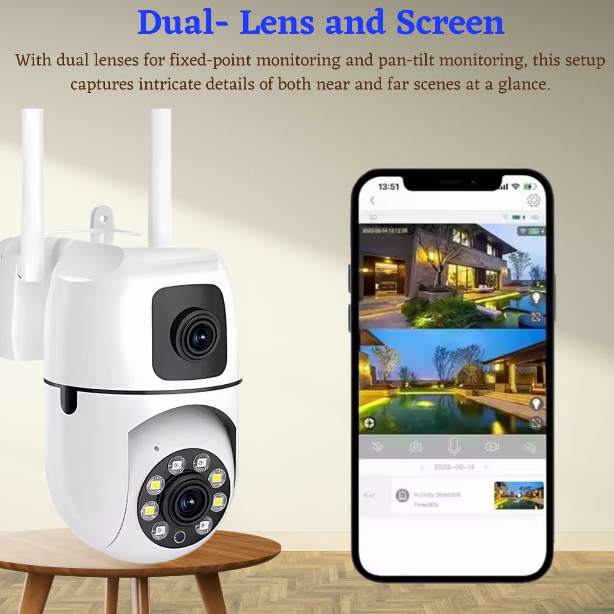 Smarthome Dual Lens, 5+5MP WiFi CCTV Camera, PTZ And Fixed View, AI Motion Detection, Color Night Vision, Two-Way Audio, 360 Coverage, App Access - Image 2