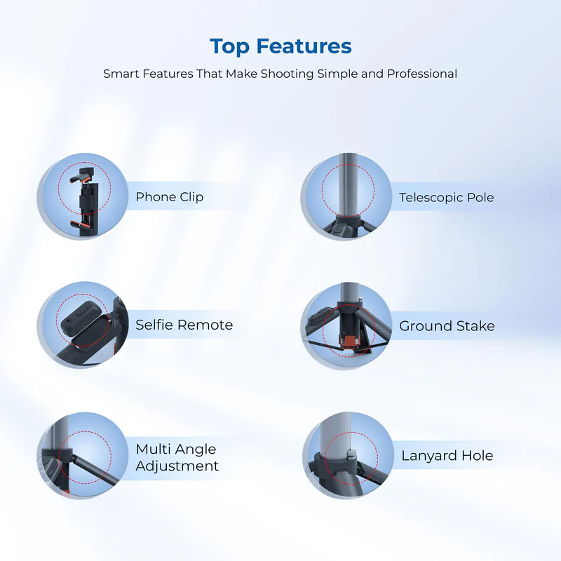 Digitek DTR 470SS Foldable Tripod Selfie Stick, Wireless Remote And 3 Leg Tripod Base, 4.67 Ft Max Height, 360 Degree, Smartphone for Vlogging, Reels - Image 5