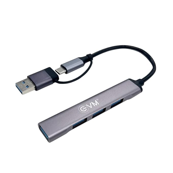 EVM CU4HP 2 In 1 Four Port USB Hub, Type-C & USB Dual Input 1 HUB 3.0 + 3 HUB 2.0 - Image 1