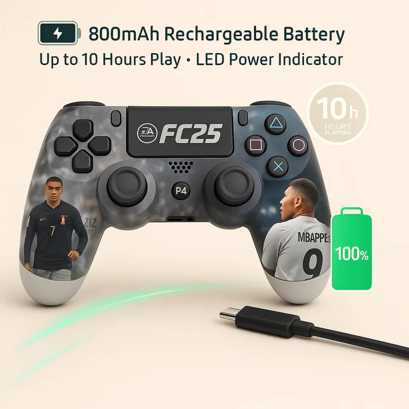 Playx FC 25 Themed Bluetooth Wireless P4 Gaming Controller For PS4/PS4 Pro/PS4 Slim/PC/Smartphone, Dual Vibration, Turbo, Touchpad, Compatible with PS5 - Image 4