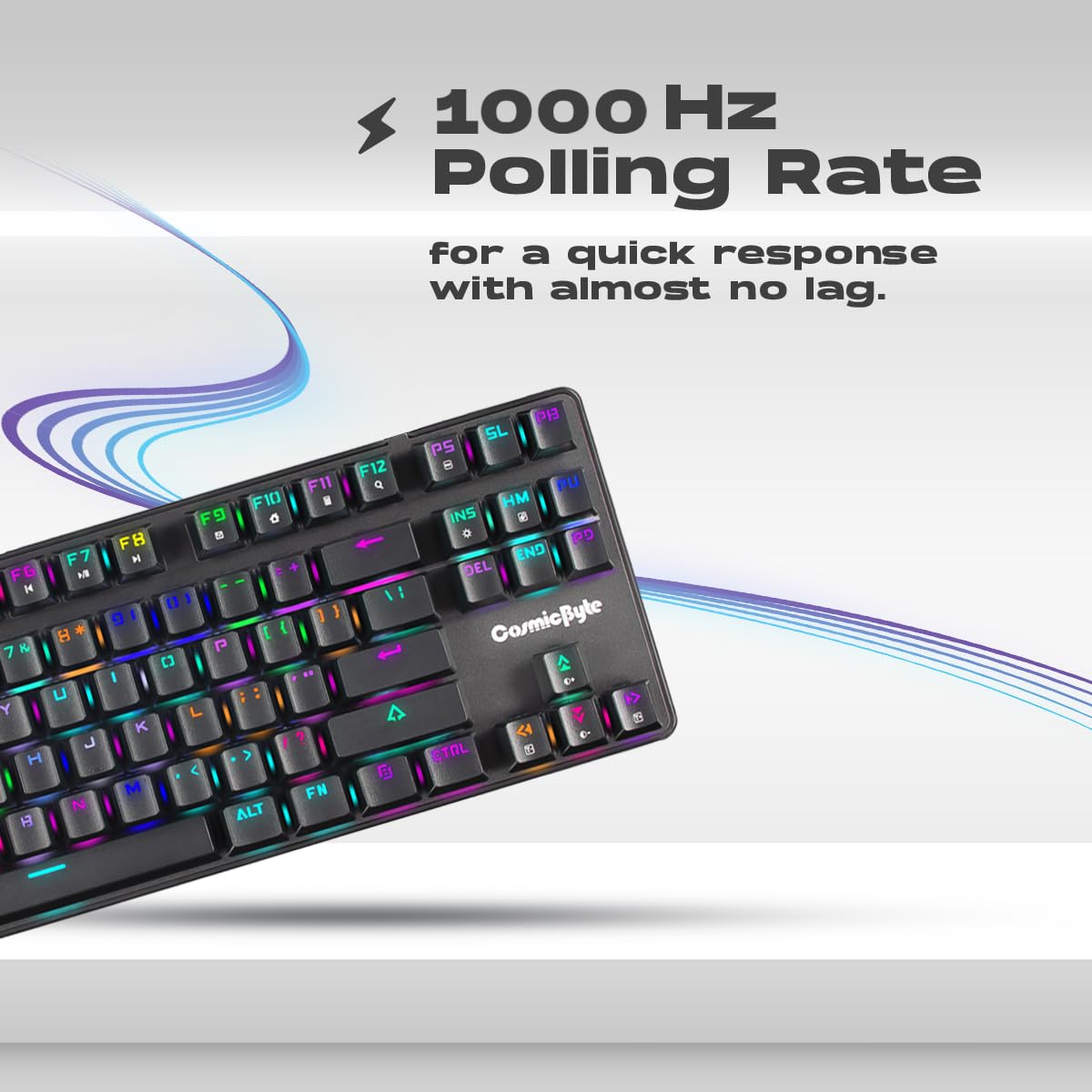 Cosmic Byte CB-GK-16 Firefly Per-Key RGB TKL Mechanical Keyboard Swappable Outemu Blue Switch,Black - Image 7