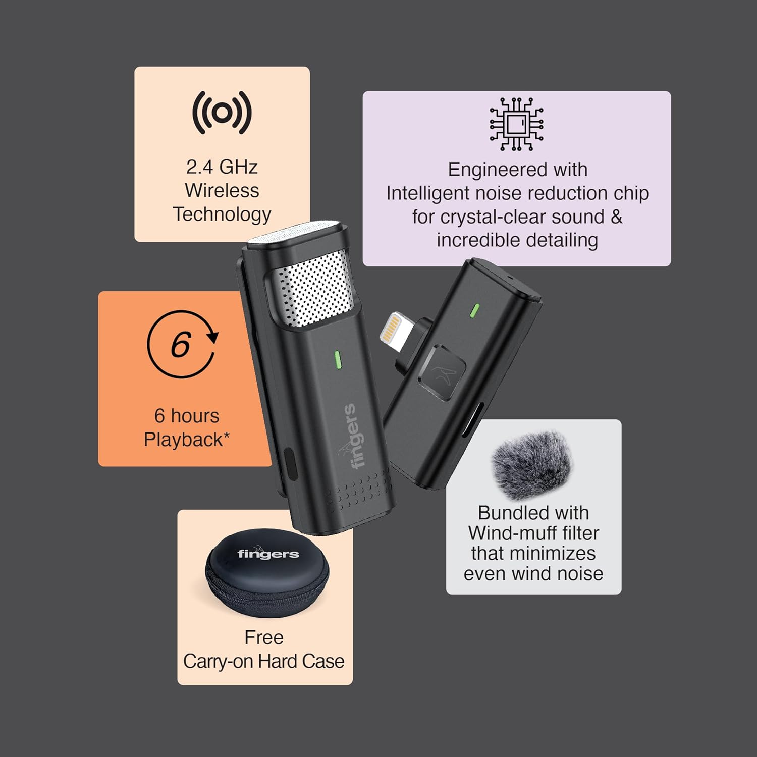 FINGERS PhoneMic Lightning Lavalier Wireless Microphone Lapel Wireless Mic for Audio Recording, Live-Streaming, Omnidirectional, Simple Plug And Play, Compatible with Lightning-Based Devices, iPhone - Image 3