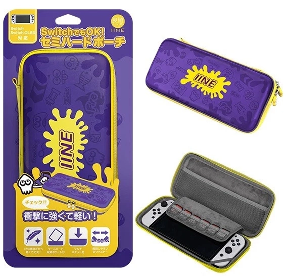 NSW IINE Storage Bag For N-Switch / N-Switch OLED Splatoon 3 Purple/Yellow - Image 1