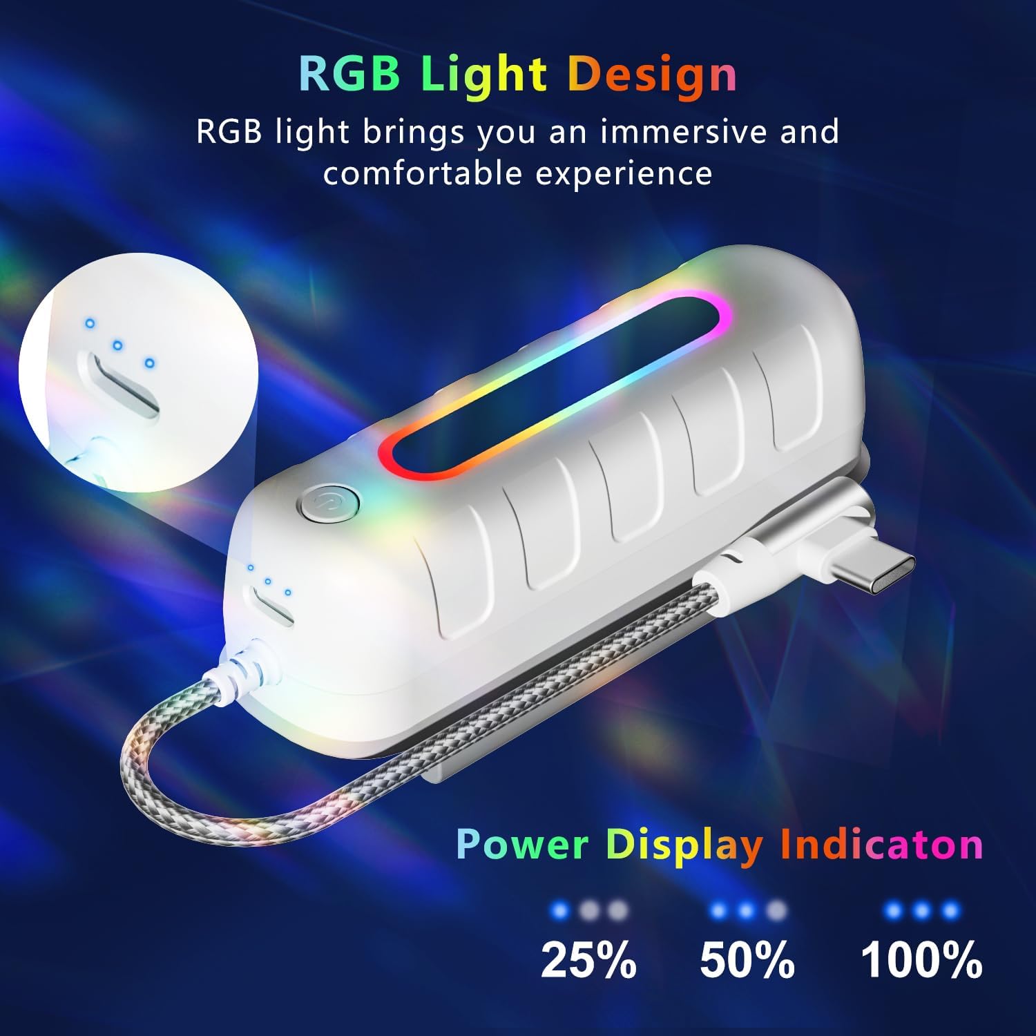 Battery Pack for Meta Quest 2/3/3s, 5000mAh Extended Power with Multi-Colors RGB Lights, Lightweight and Portable VR Extend Power Accessories for Extra 2-4H Playtime - Image 2