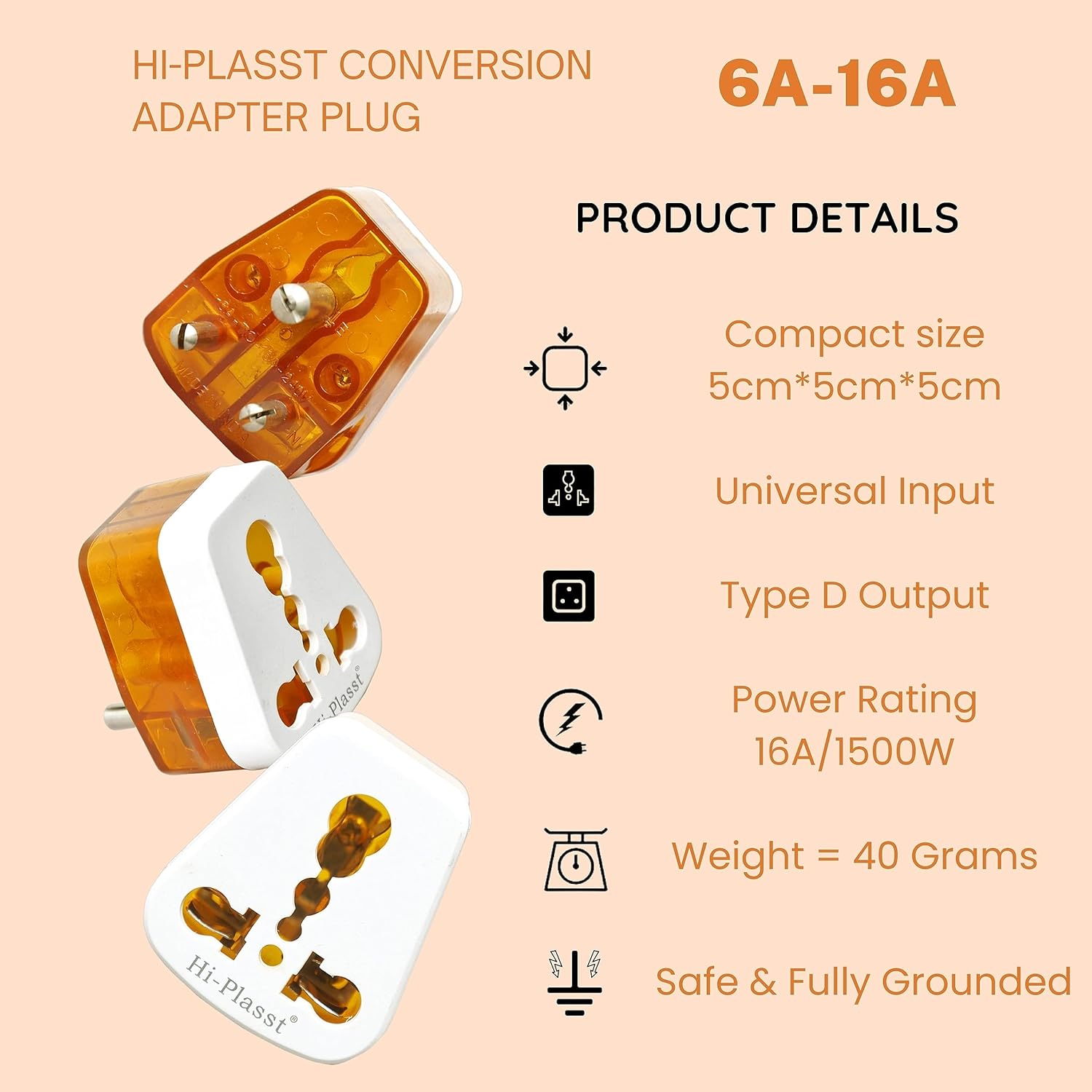 Stackfine 5 ampere to 15 ampere 3-Pin Socket for Big Size 16 A Plug Top (Use 16amp Devices in 6amp Socket) Pack of 1 - Image 9